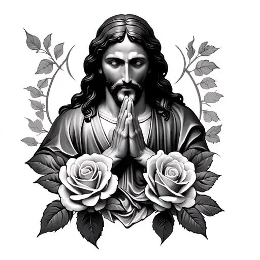 Jesus Praying Roses