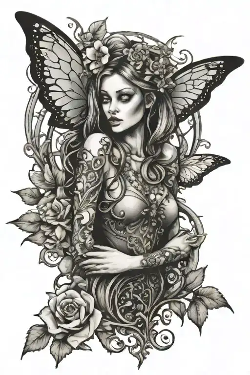 Gothic Fairy Surrounded By Enchanted Forrest