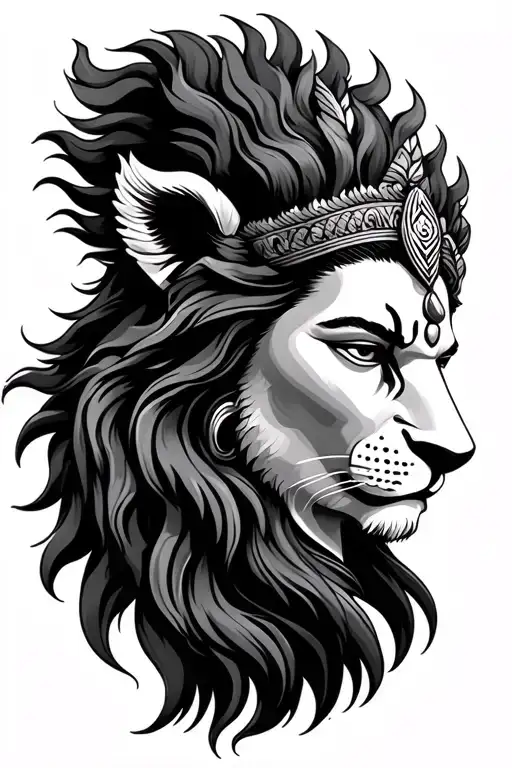 Lord Shiva And Lion Head