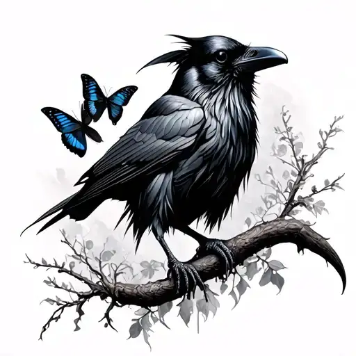 Raven And Butterfly