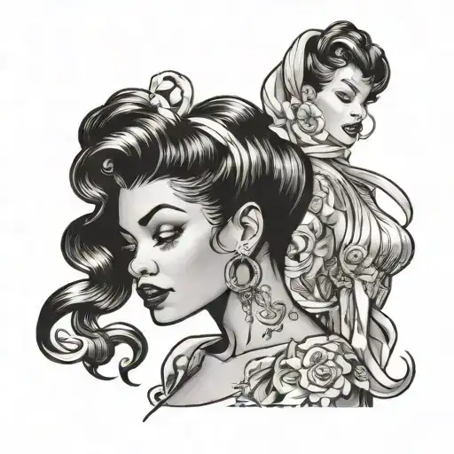 Black Pin Up Girl Side Profile