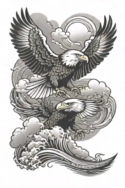 Clouds Over Eagles And Water Waves