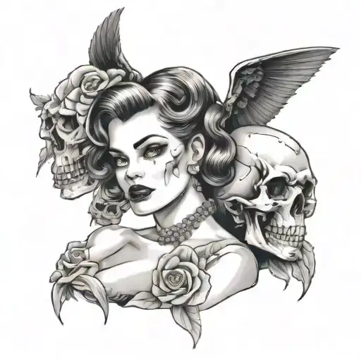 Pinup With Skulls Representing Dark Periods