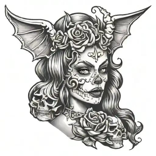 Skull Candy Pinup Girl As A Devil