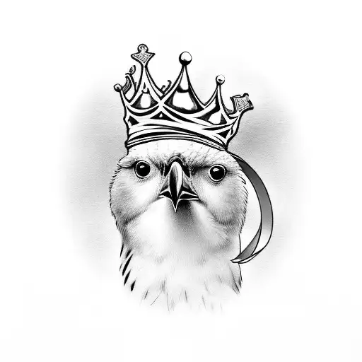 Bird With A Crown Carrying A Ribbon