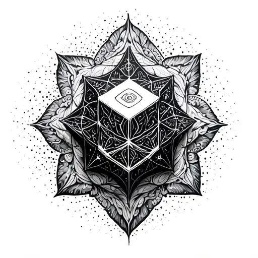 Metatrons Cube With Mandala Background Dotted