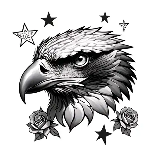 Eagle Head Roses Stars Eye