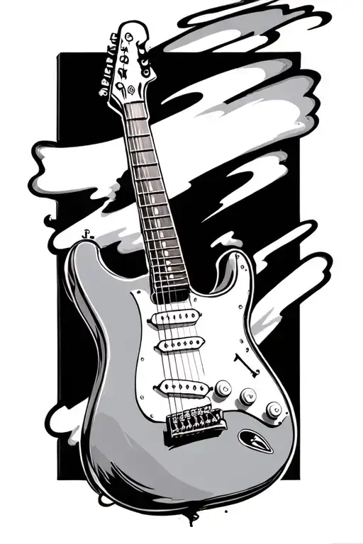Guitar Sketch Style Tattoo Design