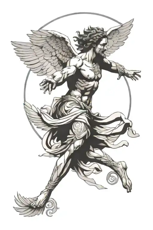 Icarus Greek With Geometric Background