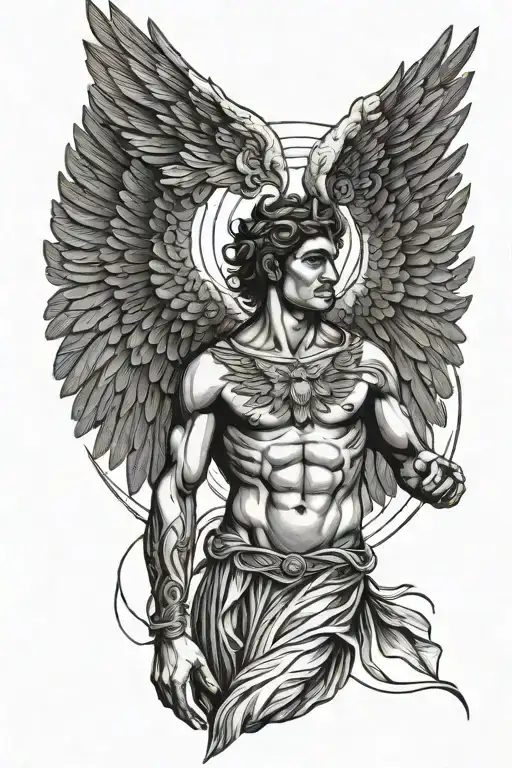 Icarus Greek With Geometric Lines And Other Background