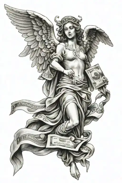 Angel Holding Hundred Dollar Bill