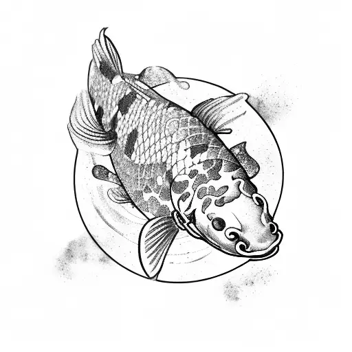 Koi Fish Swimming Around The Symbol Of Portugal