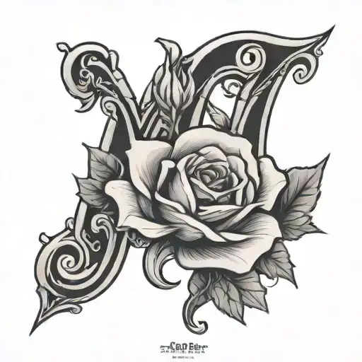Letter M Rose Intertwined