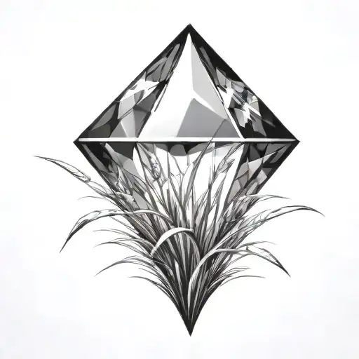 A Diamond Growing Out The Top Of A Piece Of Grass