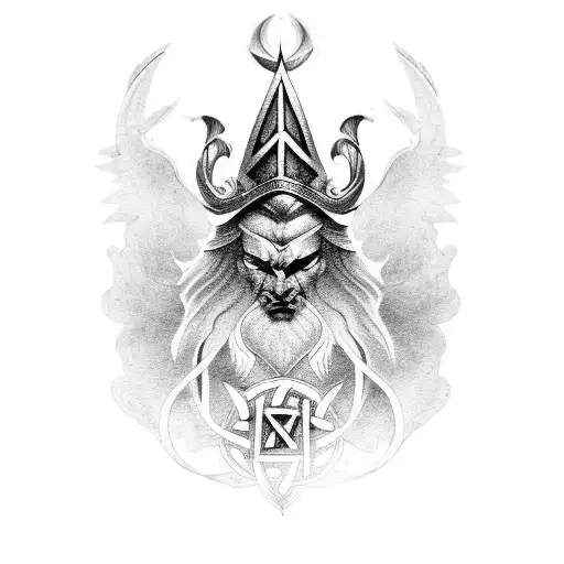 A Fusion Of Norse And Greek Mythological Symbols