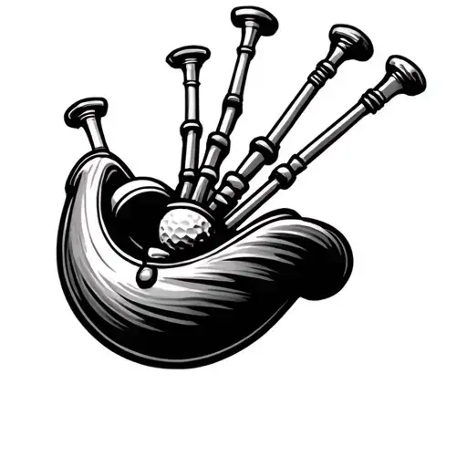 Bagpipes With Golf Clubs Sticking Out