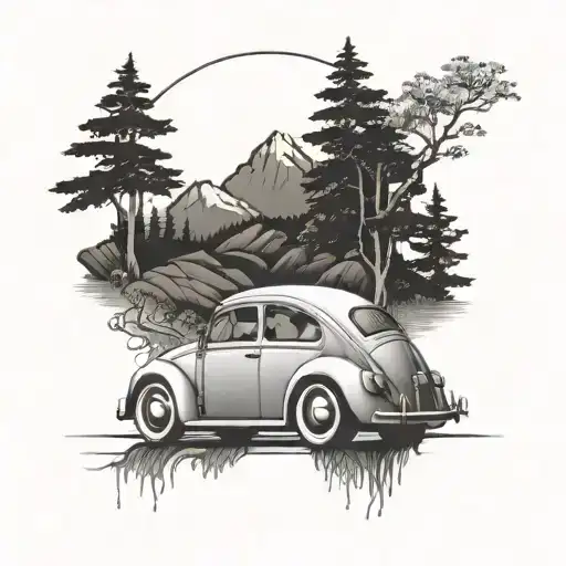 Volkswagen Beetle In Mountain Road Japan Style
