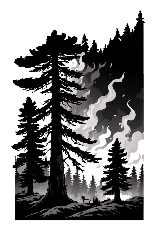 Sequoias With Fire Rising