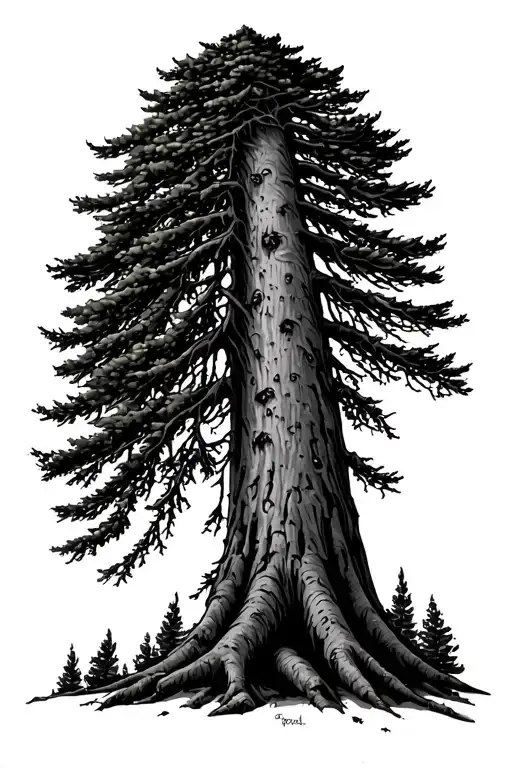 Sequoias With Fire At Roots