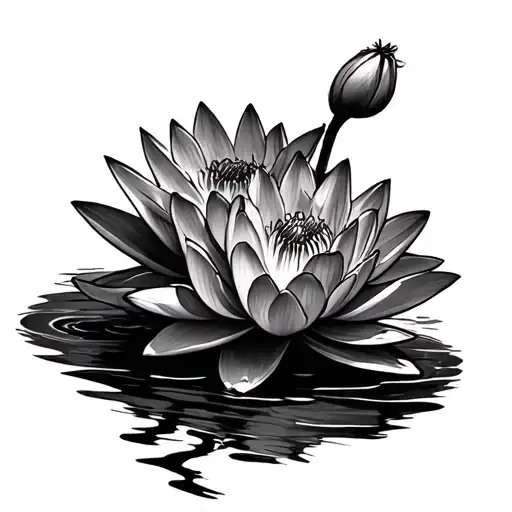 Water Lilies With Nova In Cursive Writing On The Stem