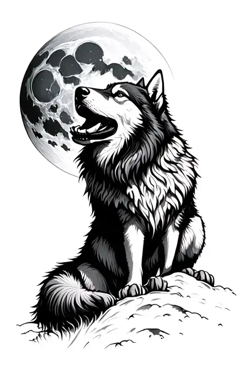Lone Wolf Howling At The Moon