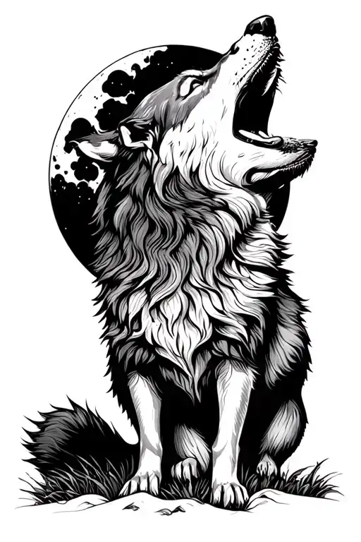 Lone Wolf Howling At The Moon