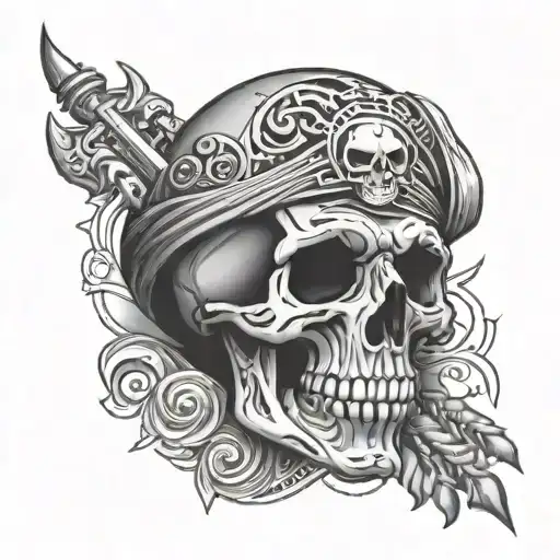 Spiral Tribe Hand And Pirate Skull