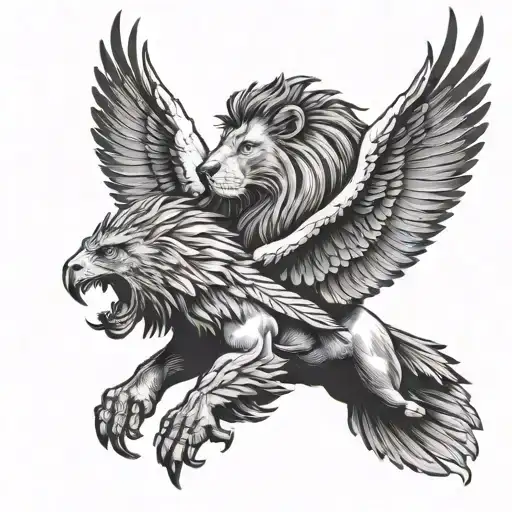 Lion And Eagle Soaring