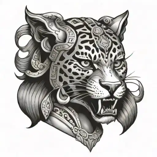 Sexy Women Jaguar Aztec Warrior With Fangs