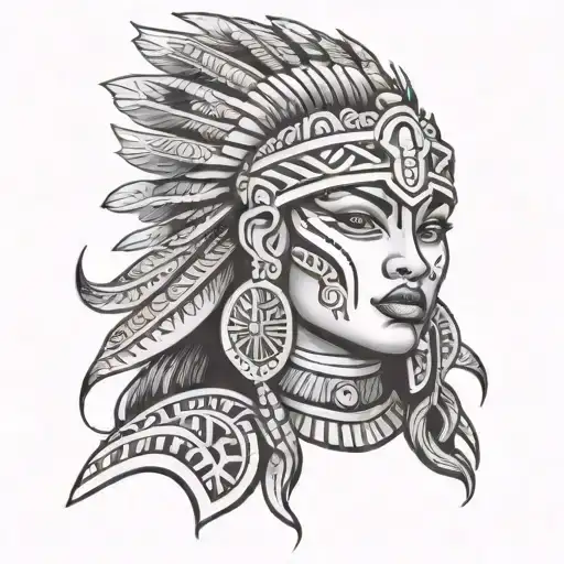 Sexy Aztec Warrior Princess With Fangs