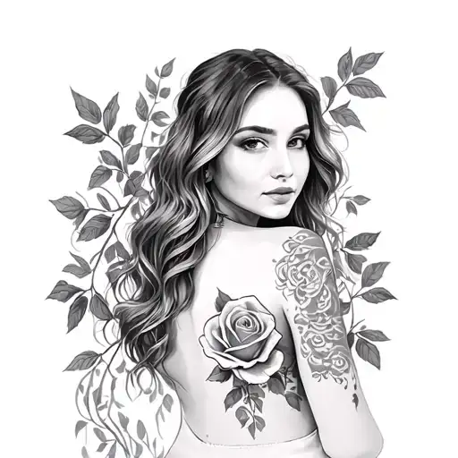 Jessica With A Rose Vine