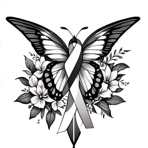 Cancer Ribbon Cross Hummingbird Butterfly