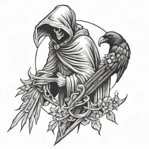 Grim Reaper And A Crow
