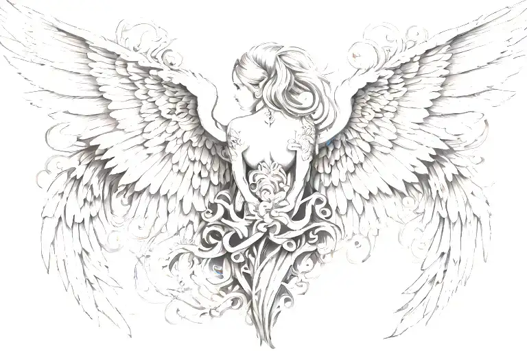 Back Tattoo With Wings But I Wanna It Looks Like From Hell And Heaven
