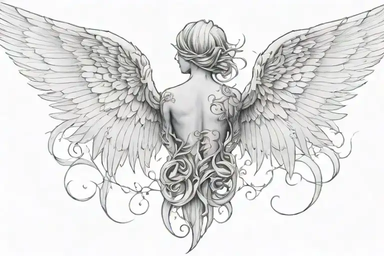 Back Tattoo With Wings But I Wanna It Looks Like From Hell And Heaven