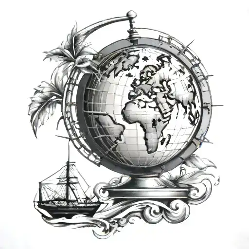 Simple Cruise Ship Globe Surrounded