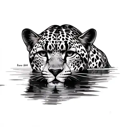 Leopard Near Lake Drinking The Water From The Lake Scene