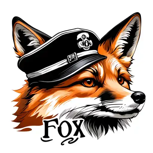 A Fox With A Sailors Hat On With The Word Foxy Underneath