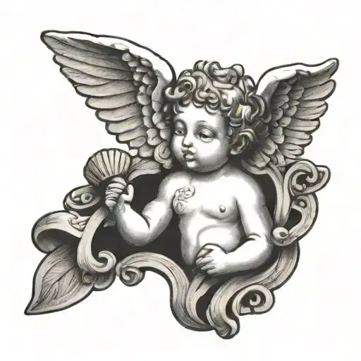 Word Faith With A Cherub Holding On A Hand