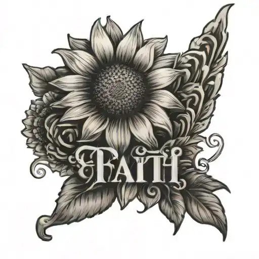 Word Faith With A Cherub And A Sunflower