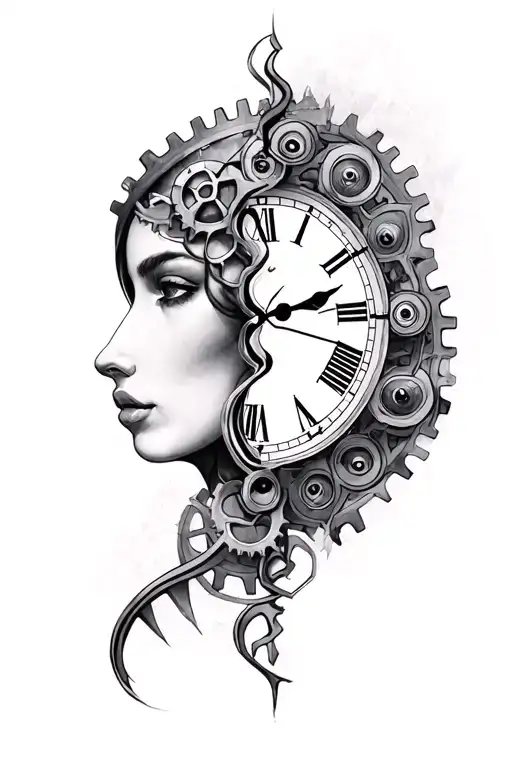 Clock Split Face With Gears Couples