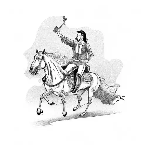 A Lawyer Riding A Horse While Playing A Guitar