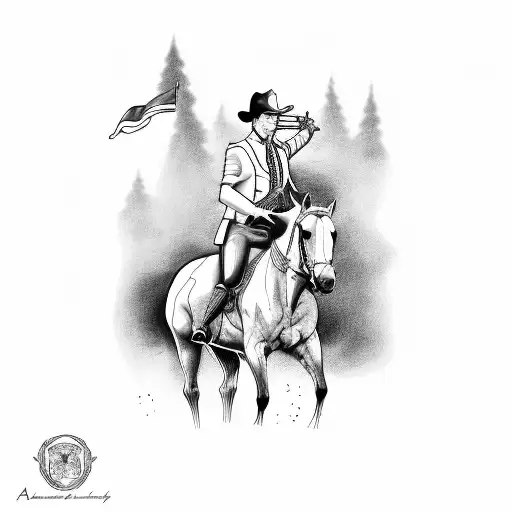 A Lawyer Riding A Horse While Playing A Guitar