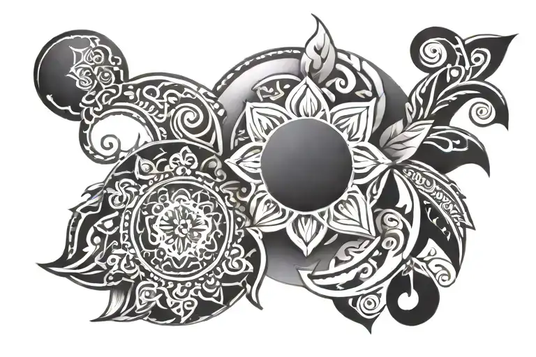Mandala Polynesian Tattoo Moon