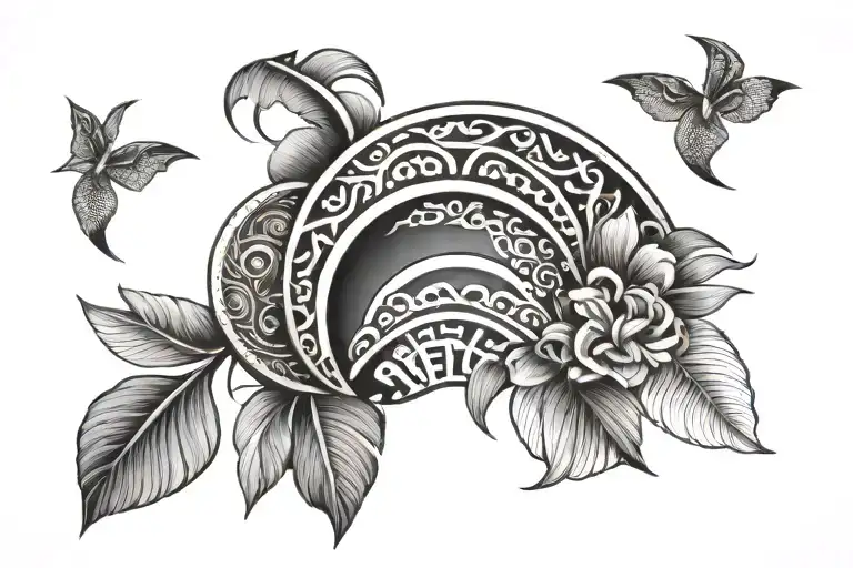 Polynesian Tattoo Half Moon