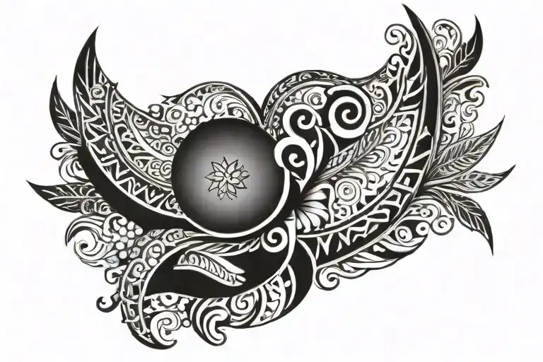 Polynesian Tattoo Half Moon Sternum