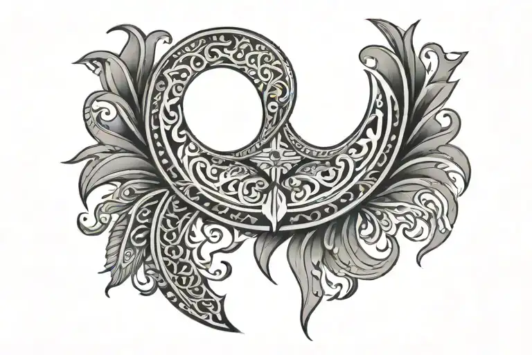 Polynesian Tattoo Half Moon Sternum