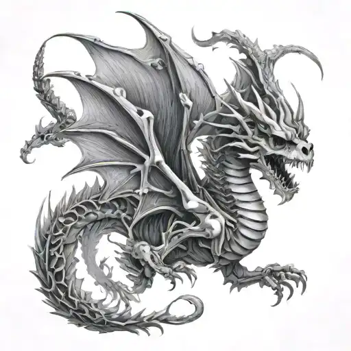 A Skeleton Dragon Flying