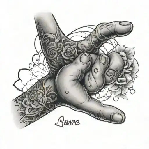 Baby Hand On Chest With Name Laure Under Iy