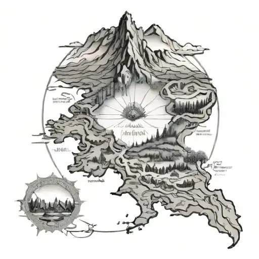 Lord Of The Ring Map Tattoo Design